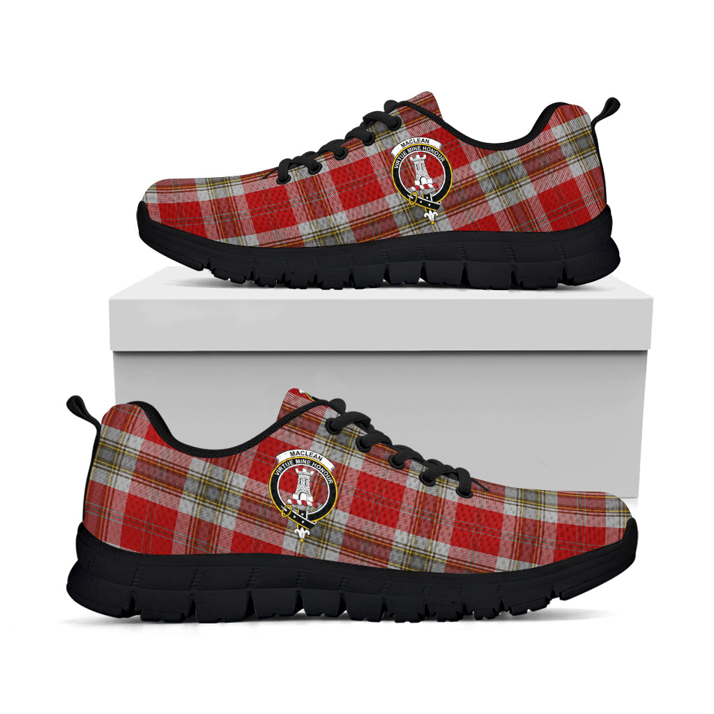 MacLean of Duart Dress Red Tartan Sneakers with Family Crest - Tartan Vibes Clothing