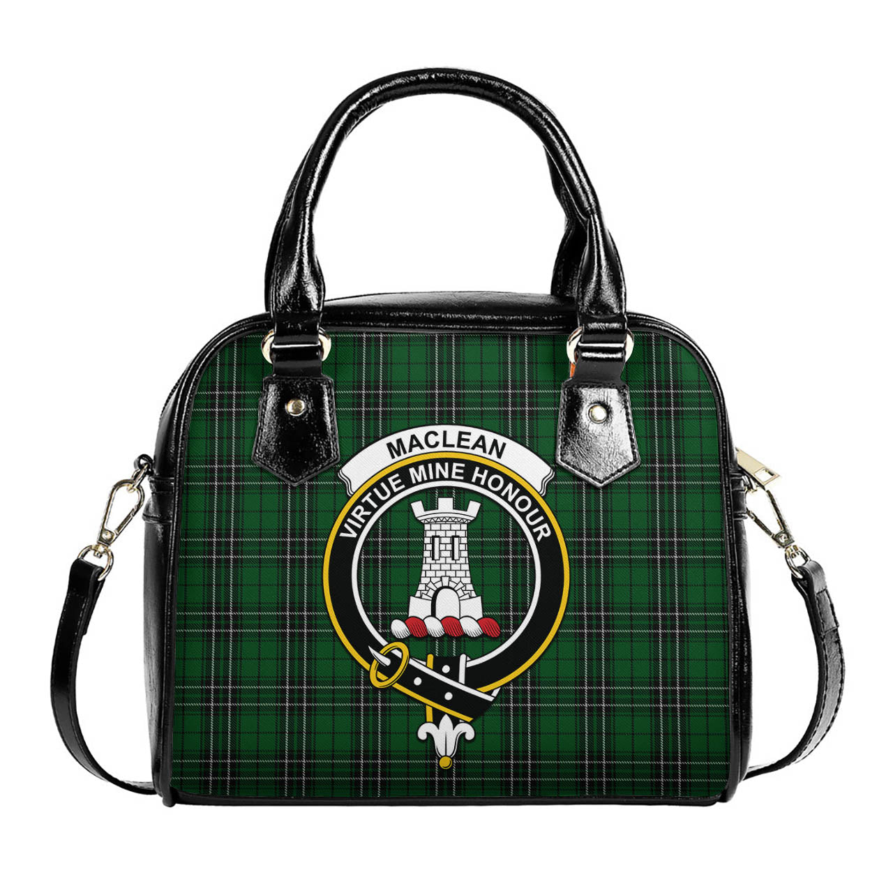 MacLean of Duart Hunting Tartan Shoulder Handbags with Family Crest One Size 6*25*22 cm - Tartanvibesclothing