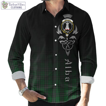 MacLean of Duart Hunting Tartan Long Sleeve Button Up Featuring Alba Gu Brath Family Crest Celtic Inspired