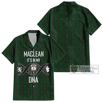 MacLean of Duart Hunting Tartan Short Sleeve Button Shirt with Family Crest DNA In Me Style