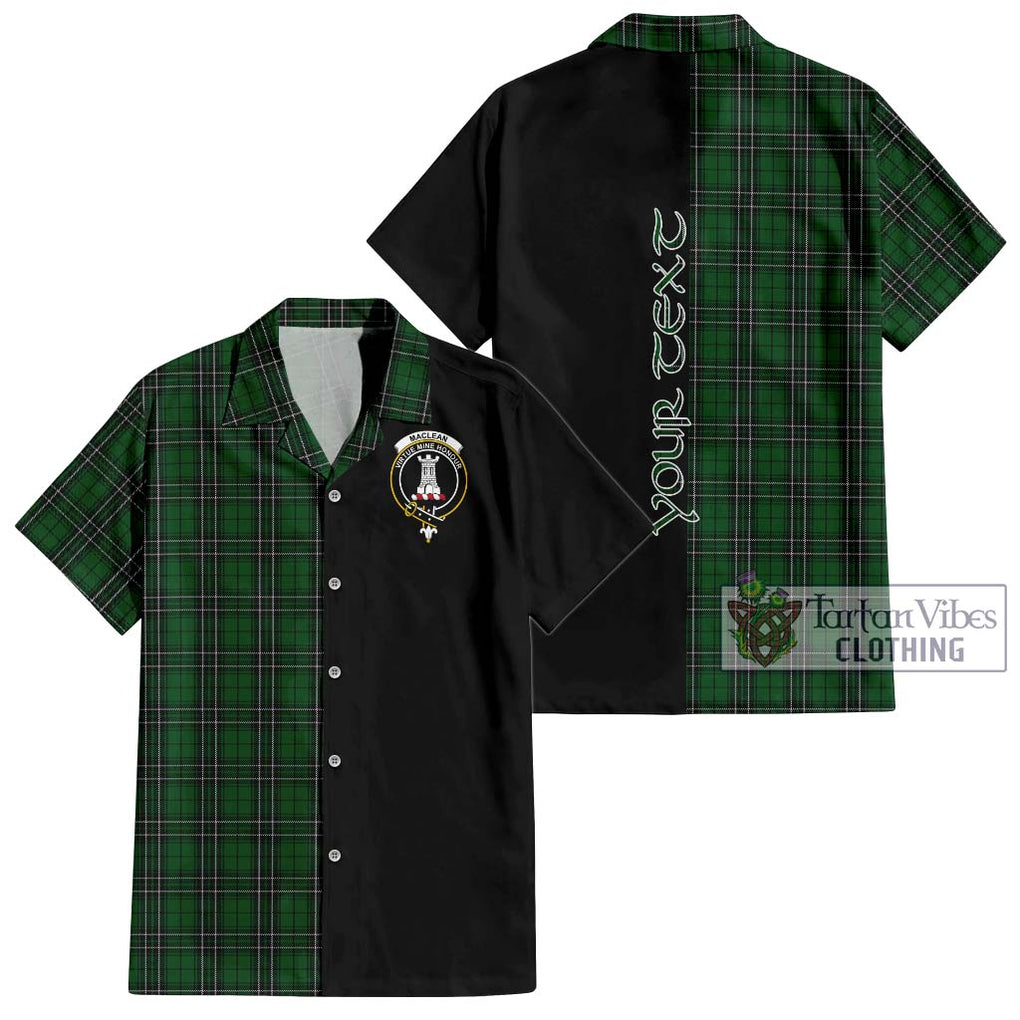 MacLean of Duart Hunting Tartan Short Sleeve Button Shirt with Family Crest and Half Of Me Style Kid - Tartanvibesclothing Shop