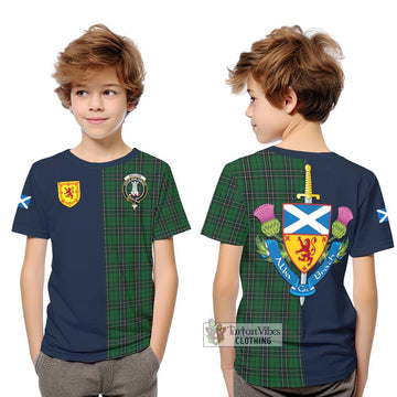 MacLean of Duart Hunting Tartan Kid T-Shirt Alba with Scottish Lion Royal Arm Half Style