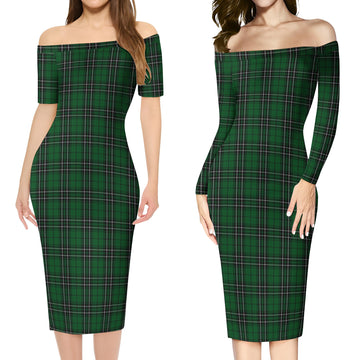 MacLean of Duart Hunting Tartan Off Shoulder Lady Dress