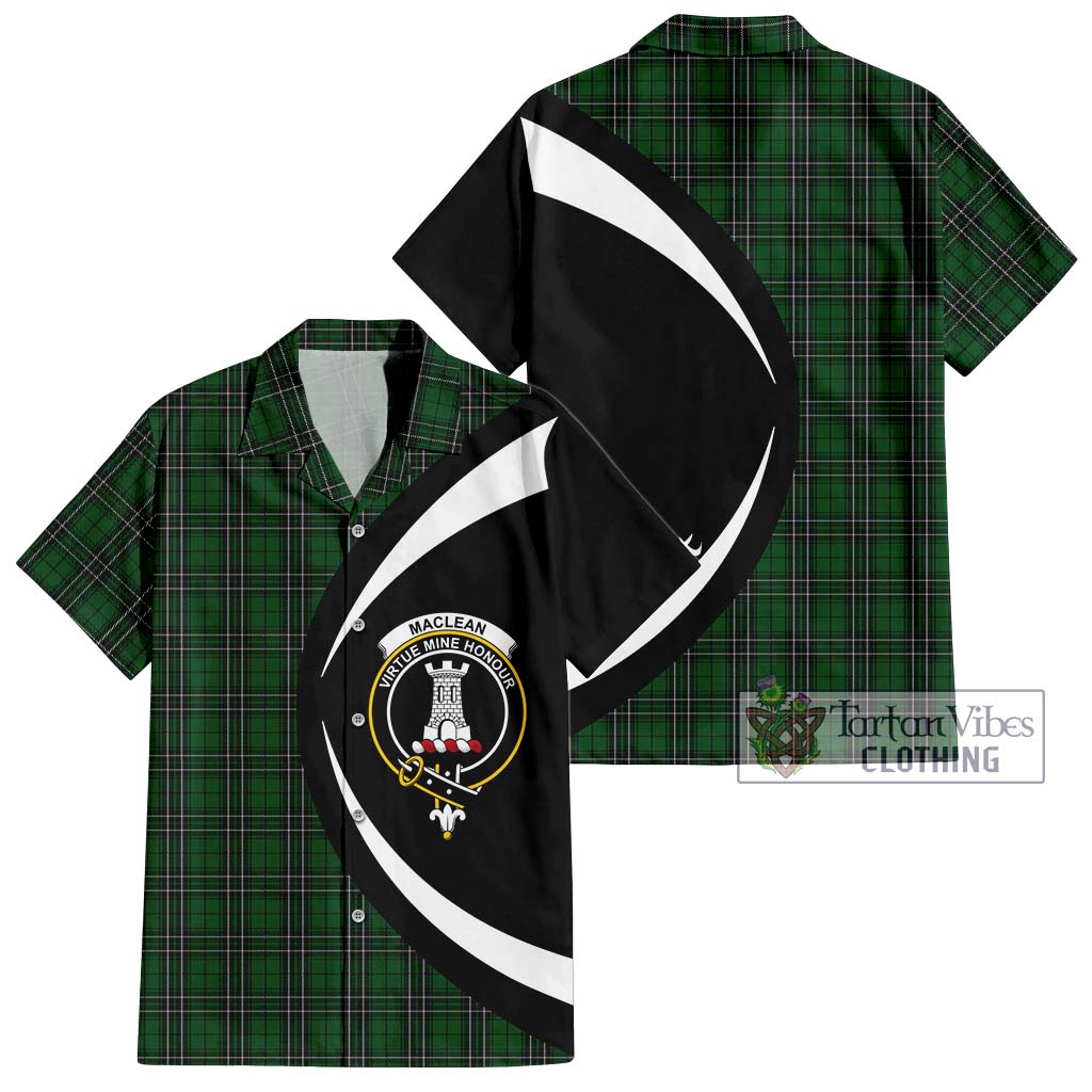 MacLean of Duart Hunting Tartan Short Sleeve Button Up with Family Crest Circle Style Kid - Tartan Vibes Clothing