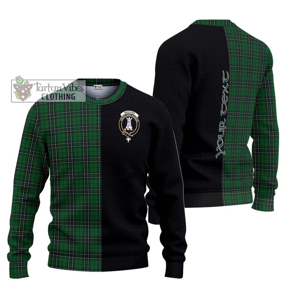 MacLean of Duart Hunting Tartan Knitted Sweater with Family Crest and Half Of Me Style Unisex - Tartanvibesclothing Shop