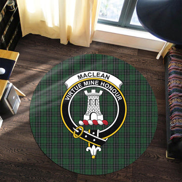 MacLean of Duart Hunting Tartan Round Rug with Family Crest