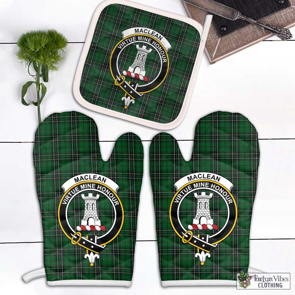 MacLean of Duart Hunting Tartan Combo Oven Mitt & Pot-Holder with Family Crest Combo 1 Oven Mitt & 1 Pot-Holder White - Tartan Vibes Clothing