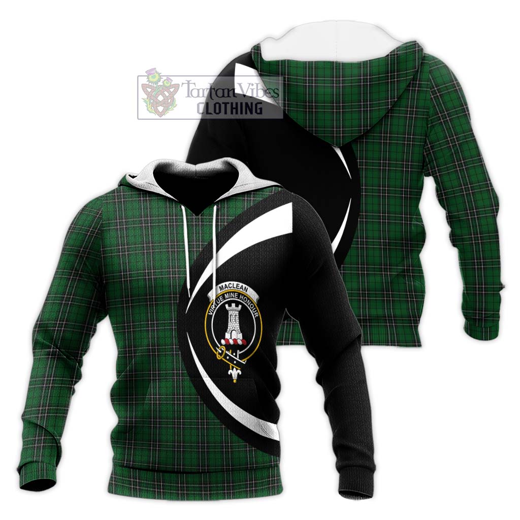 MacLean of Duart Hunting Tartan Knitted Hoodie with Family Crest Circle Style Unisex Knitted Pullover Hoodie - Tartan Vibes Clothing