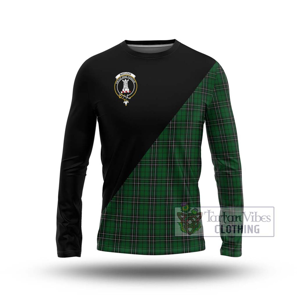 MacLean of Duart Hunting Tartan Long Sleeve T-Shirt with Family Crest and Military Logo Style Unisex - Tartanvibesclothing Shop