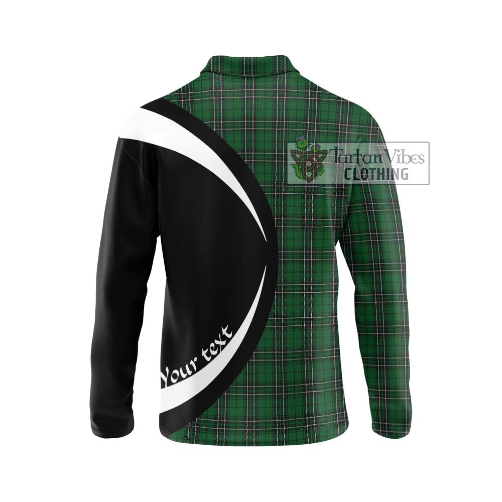 MacLean of Duart Hunting Tartan Long Sleeve Polo Shirt with Family Crest Circle Style - Tartan Vibes Clothing