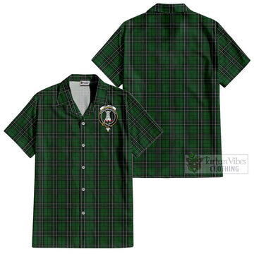 MacLean of Duart Hunting Tartan Cotton Hawaiian Shirt with Family Crest