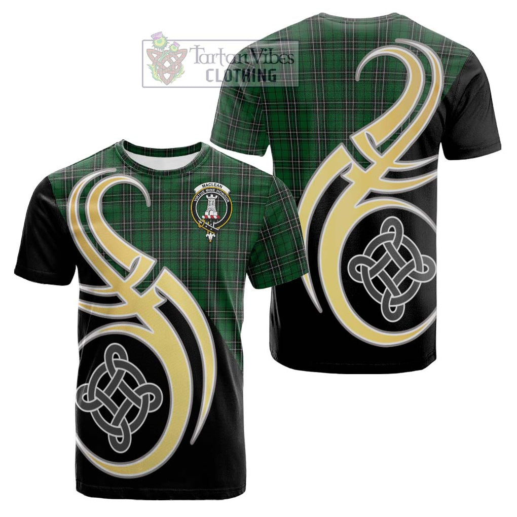 Tartan Vibes Clothing MacLean of Duart Hunting Tartan Cotton T-shirt with Family Crest and Celtic Symbol Style