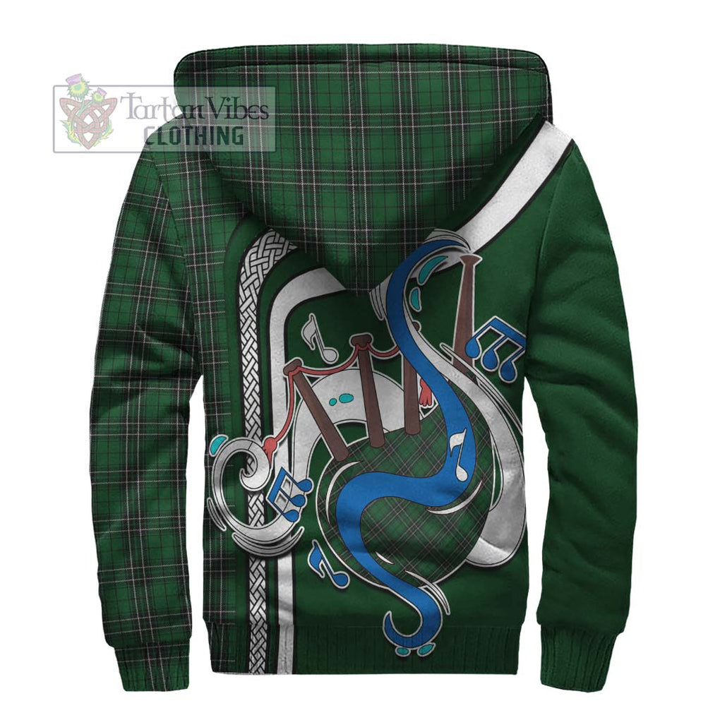 MacLean of Duart Hunting Tartan Sherpa Hoodie with Epic Bagpipe Style - Tartanvibesclothing Shop