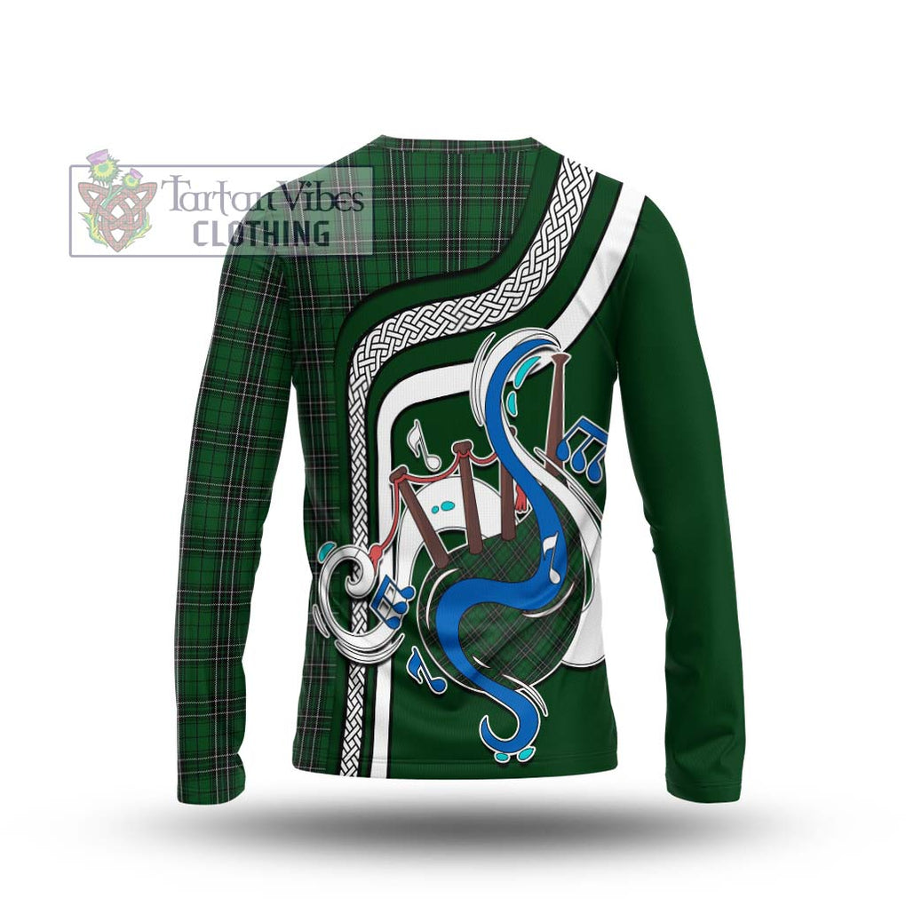 Tartan Vibes Clothing MacLean of Duart Hunting Tartan Long Sleeve T-Shirt with Epic Bagpipe Style