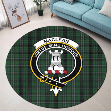 MacLean of Duart Hunting Tartan Round Rug with Family Crest