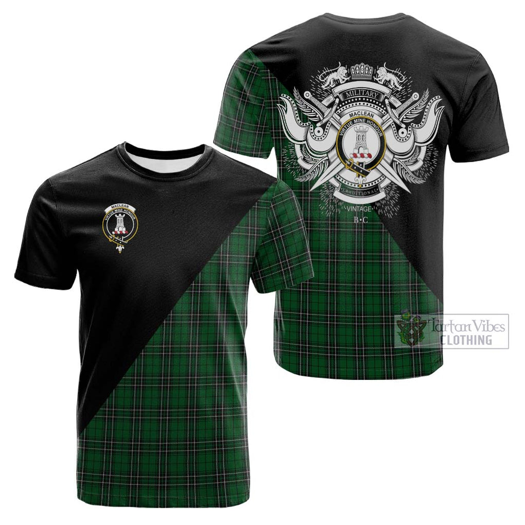 Tartan Vibes Clothing MacLean of Duart Hunting Tartan Cotton T-shirt with Family Crest and Military Logo Style