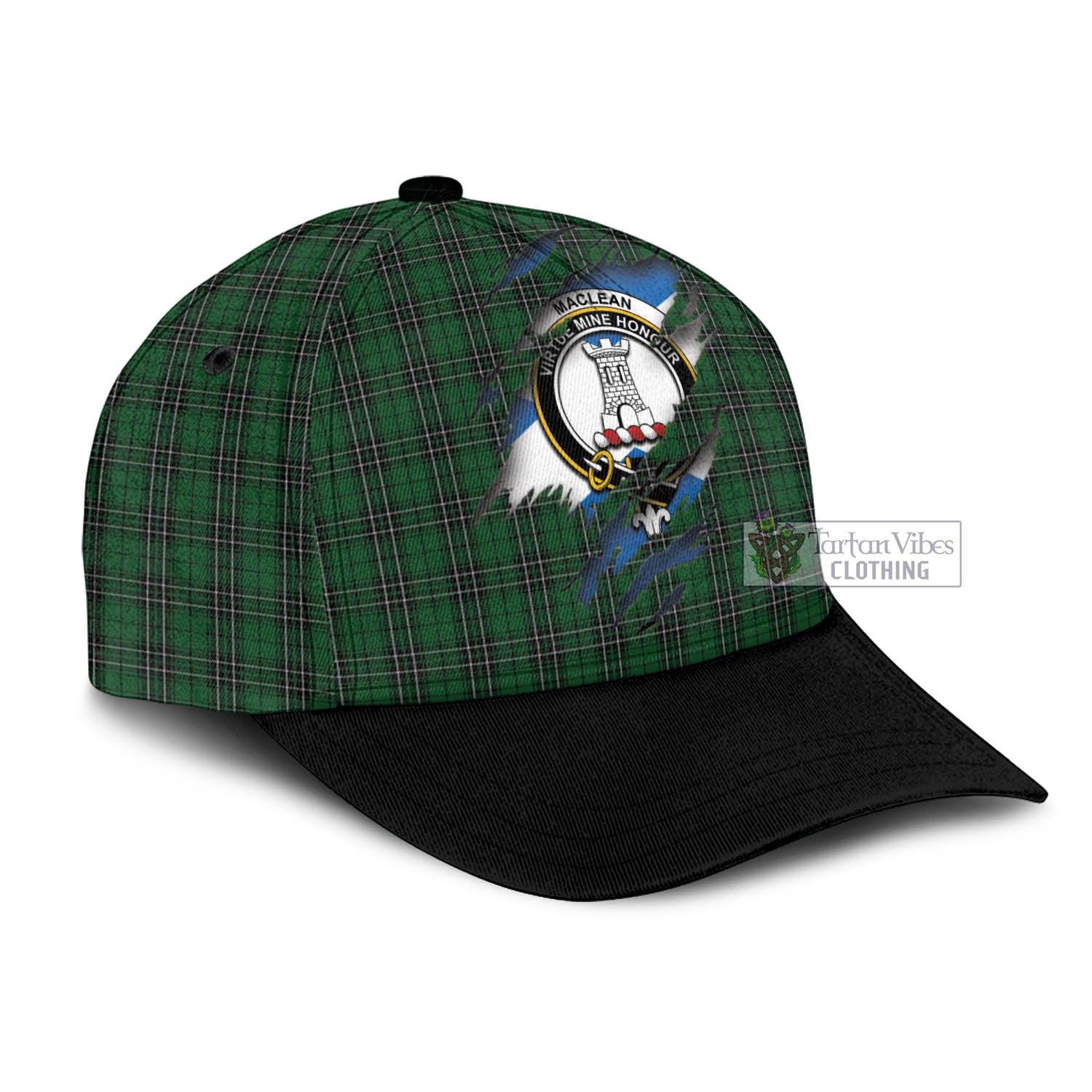 Tartan Vibes Clothing MacLean of Duart Hunting Tartan Classic Cap with Family Crest In Me Style