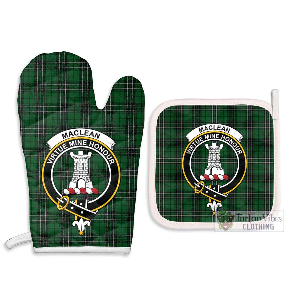 MacLean of Duart Hunting Tartan Combo Oven Mitt & Pot-Holder with Family Crest Combo 1 Oven Mitt & 2 Pot-Holder White - Tartan Vibes Clothing