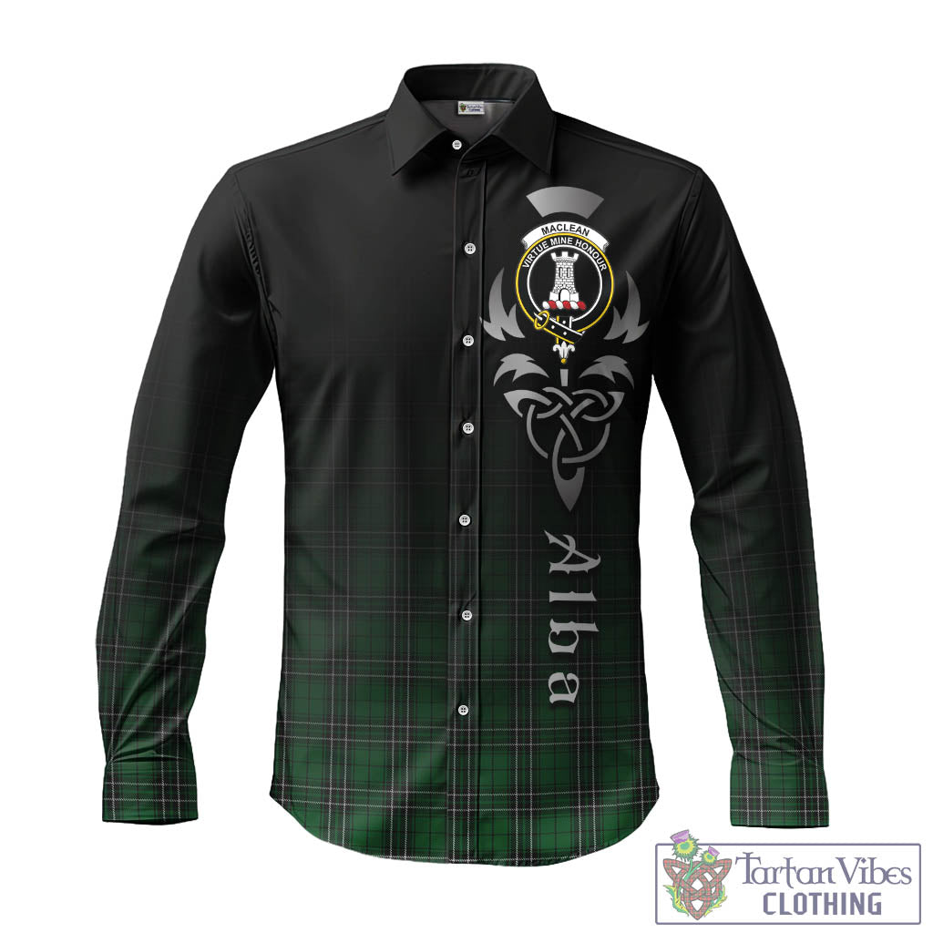 Tartan Vibes Clothing MacLean of Duart Hunting Tartan Long Sleeve Button Up Featuring Alba Gu Brath Family Crest Celtic Inspired