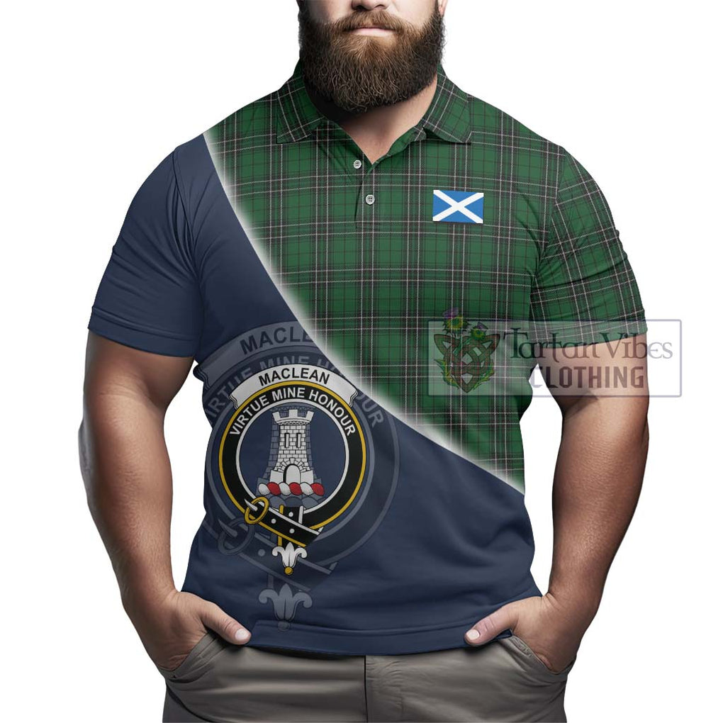 MacLean of Duart Hunting Tartan Polo Shirt with Personalised National Flag and Family Crest Half Style - Tartanvibesclothing Shop