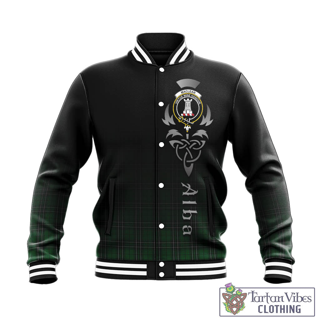 Tartan Vibes Clothing MacLean of Duart Hunting Tartan Baseball Jacket Featuring Alba Gu Brath Family Crest Celtic Inspired