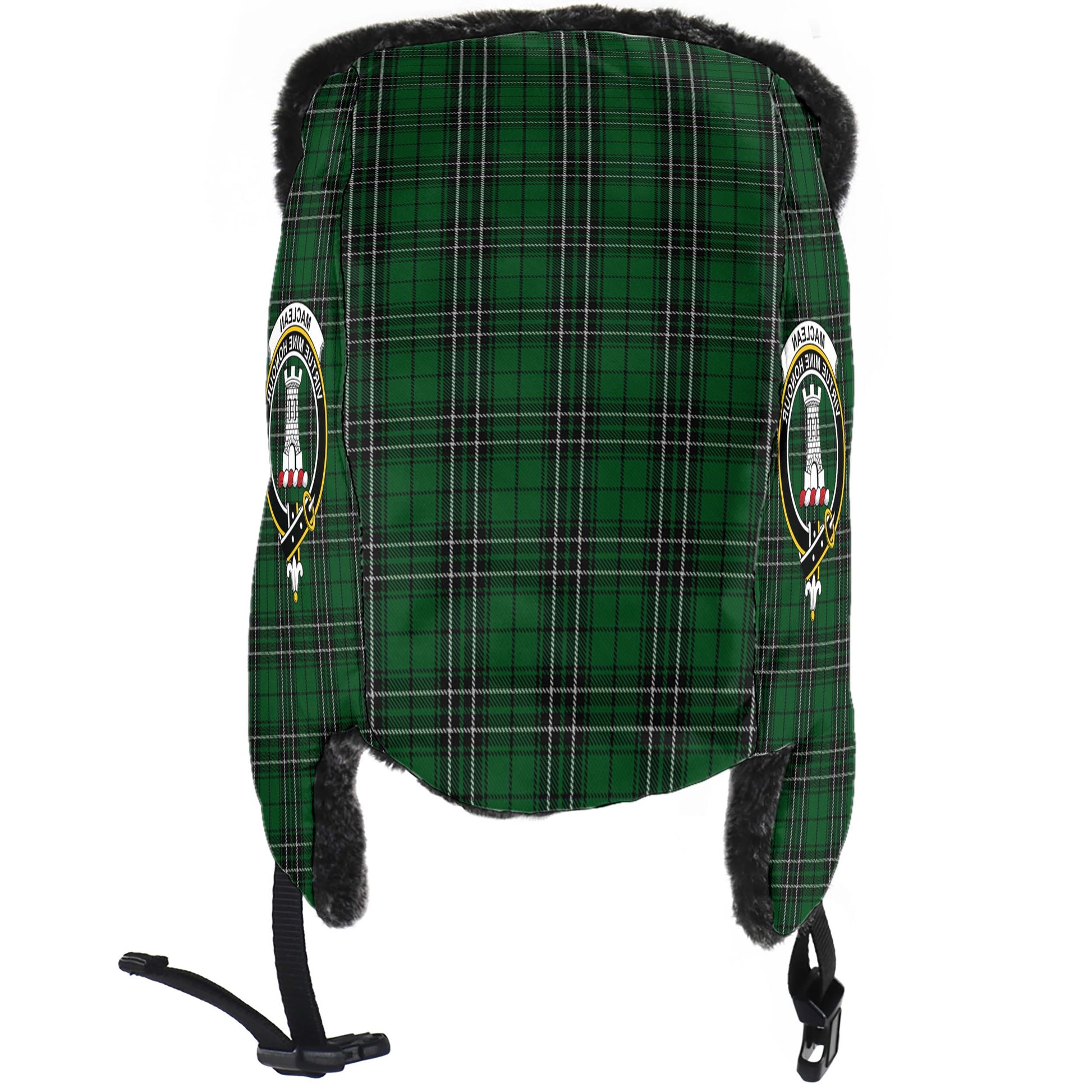 MacLean of Duart Hunting Tartan Winter Trapper Hat with Family Crest - Tartanvibesclothing