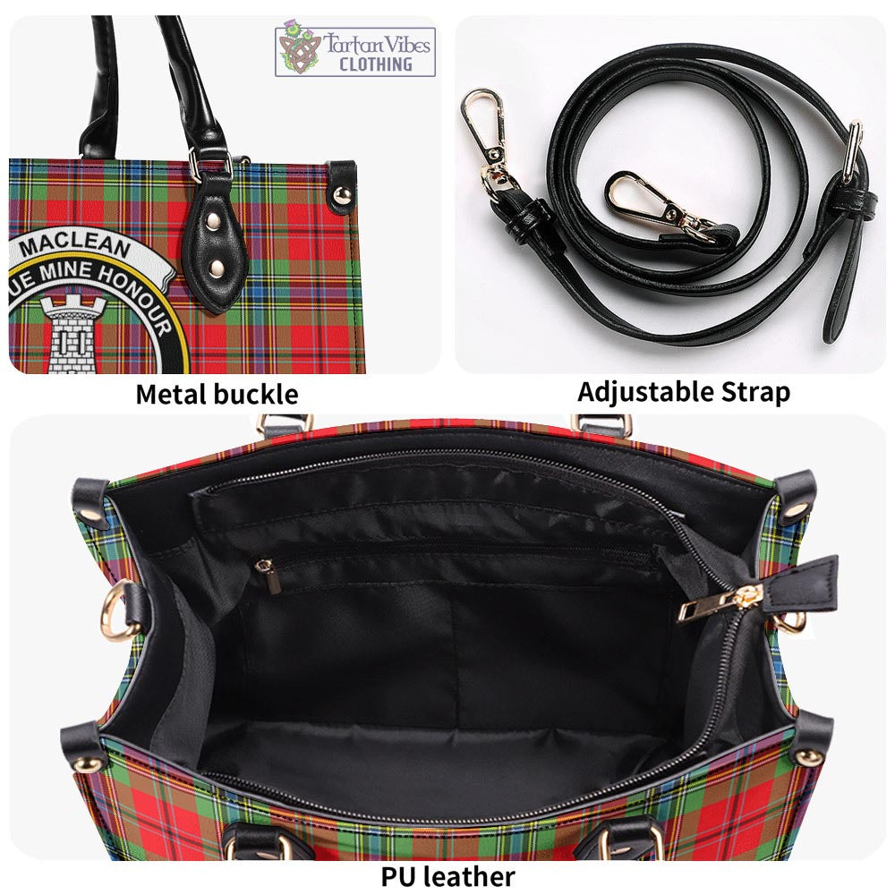 Tartan Vibes Clothing MacLean of Duart Modern Tartan Luxury Leather Handbags with Family Crest