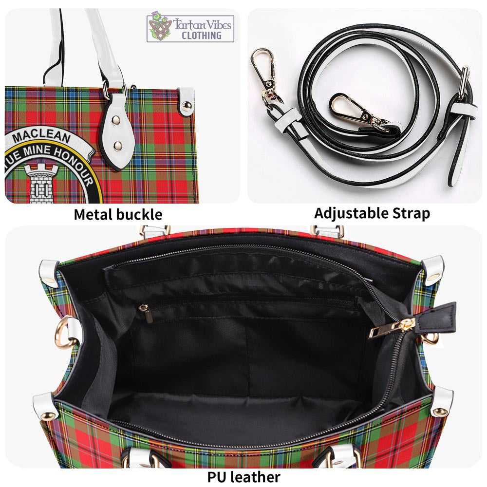 Tartan Vibes Clothing MacLean of Duart Modern Tartan Luxury Leather Handbags with Family Crest