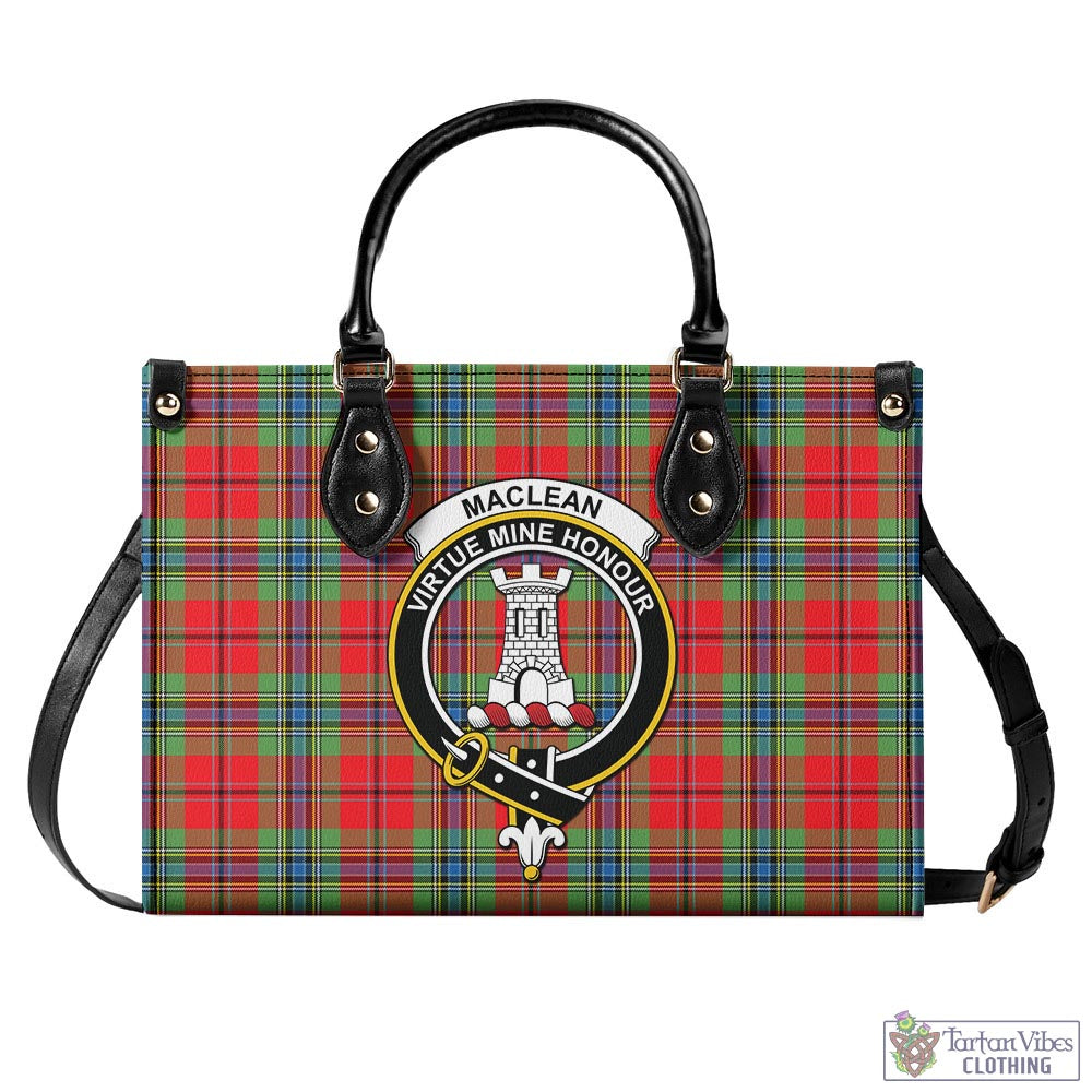 Tartan Vibes Clothing MacLean of Duart Modern Tartan Luxury Leather Handbags with Family Crest