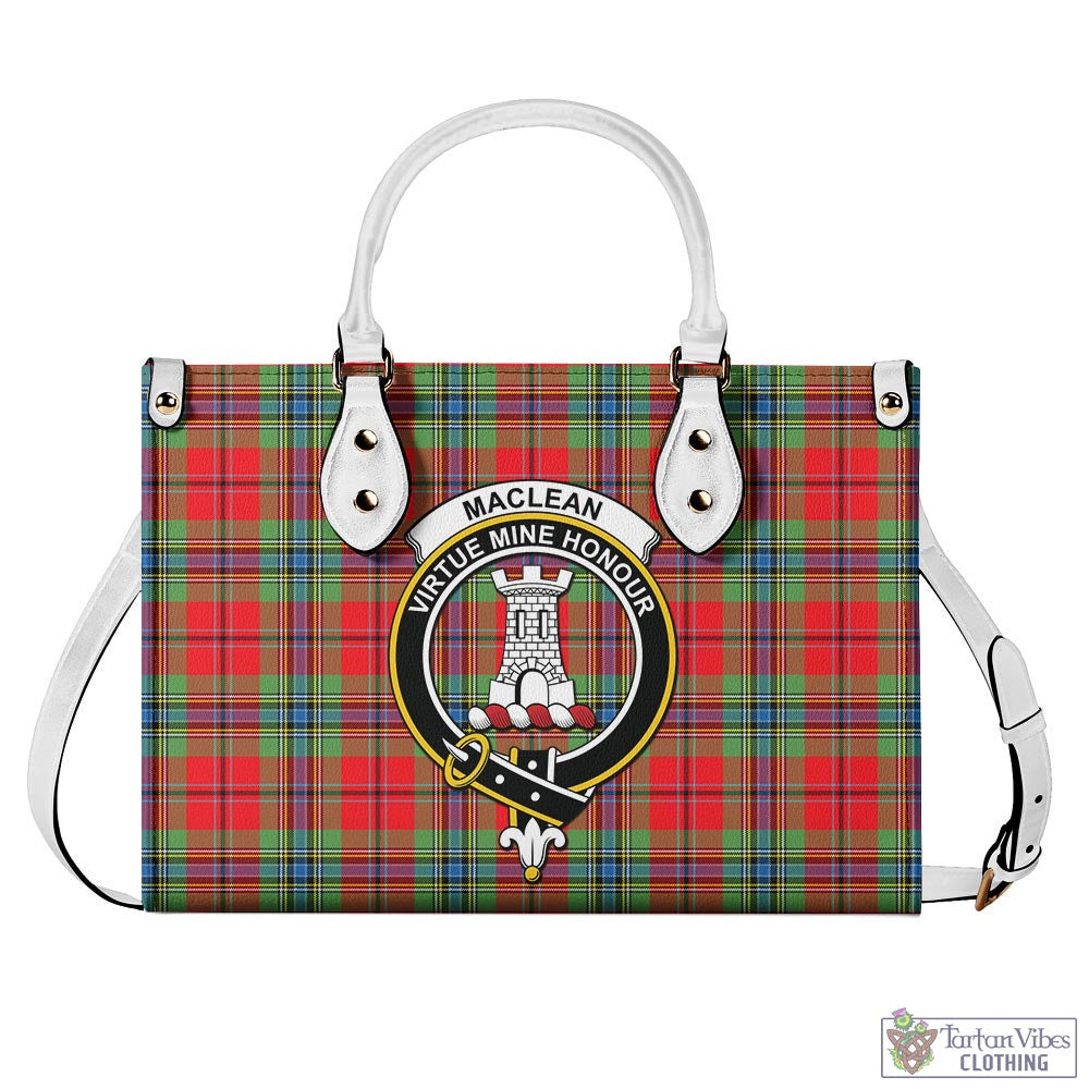 Tartan Vibes Clothing MacLean of Duart Modern Tartan Luxury Leather Handbags with Family Crest