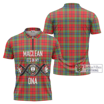 MacLean of Duart Modern Tartan Zipper Polo Shirt with Family Crest DNA In Me Style