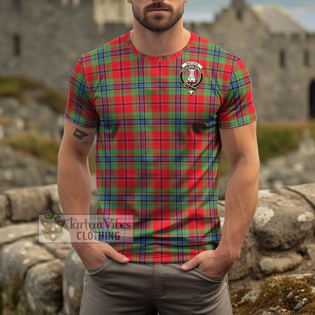 MacLean of Duart Modern Tartan Cotton T-Shirt with Family Crest Men's Shirt - Tartanvibesclothing Shop