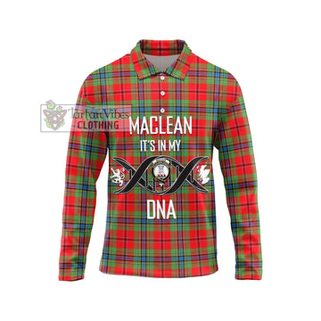 MacLean of Duart Modern Tartan Long Sleeve Polo Shirt with Family Crest DNA In Me Style