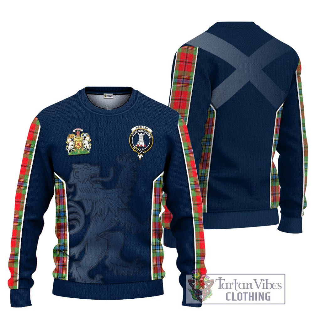 MacLean of Duart Modern Tartan Knitted Sweater with Family Crest and Lion Rampant Vibes Sport Style Unisex - Tartan Vibes Clothing