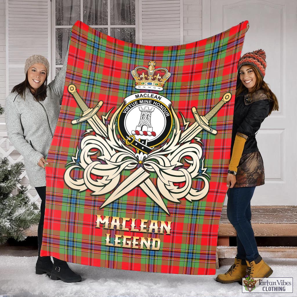 Tartan Vibes Clothing MacLean of Duart Modern Tartan Blanket with Clan Crest and the Golden Sword of Courageous Legacy