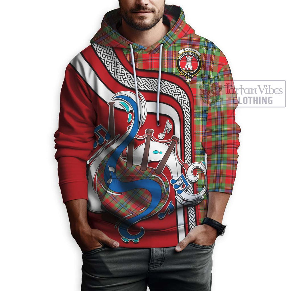 MacLean of Duart Modern Tartan Hoodie with Epic Bagpipe Style Zip Hoodie - Tartanvibesclothing Shop