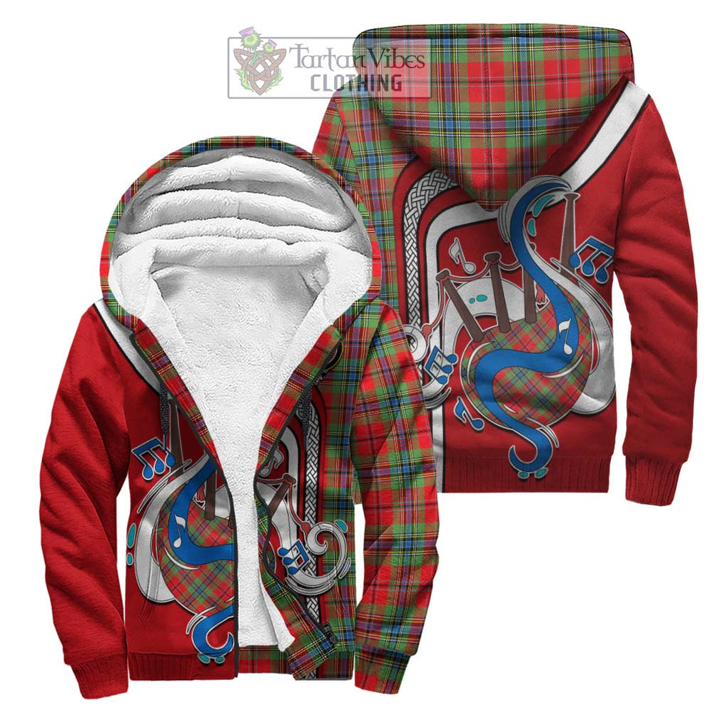 MacLean of Duart Modern Tartan Sherpa Hoodie with Epic Bagpipe Style Unisex S - Tartanvibesclothing Shop