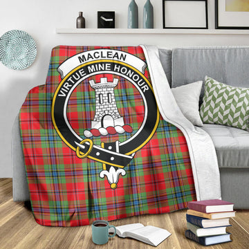 MacLean of Duart Modern Tartan Blanket with Family Crest