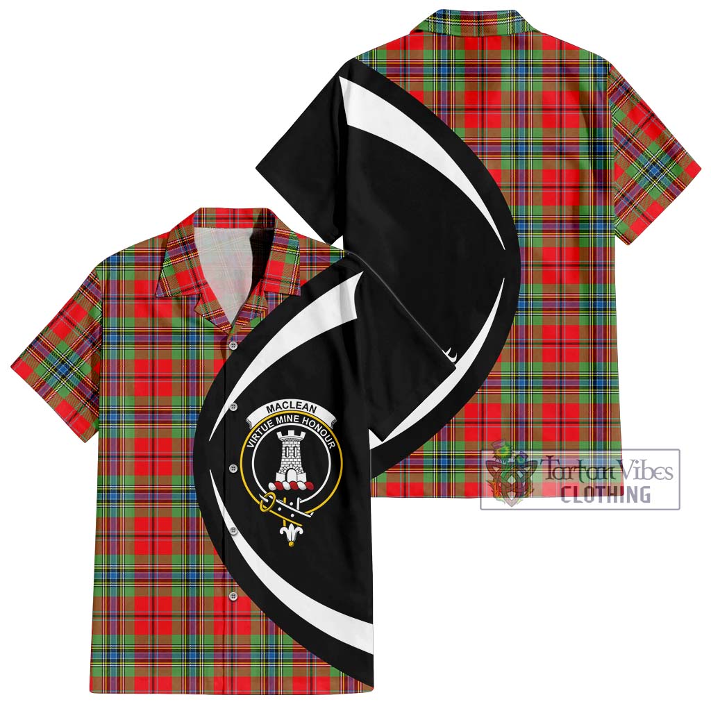 MacLean of Duart Modern Tartan Short Sleeve Button Up with Family Crest Circle Style Kid - Tartan Vibes Clothing