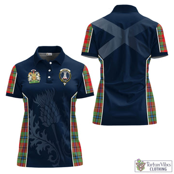 MacLean of Duart Modern Tartan Women's Polo Shirt with Family Crest and Scottish Thistle Vibes Sport Style