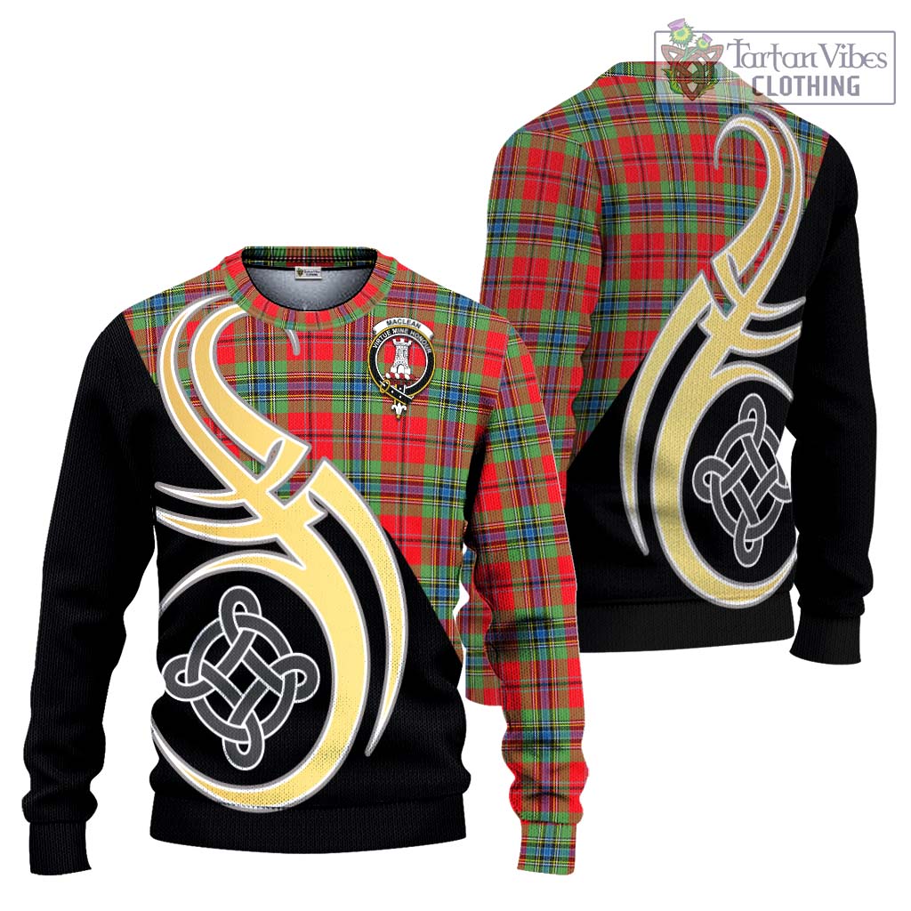 MacLean of Duart Modern Tartan Knitted Sweater with Family Crest and Celtic Symbol Style Unisex - Tartan Vibes Clothing