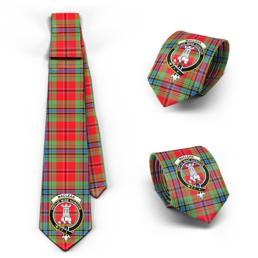 MacLean of Duart Modern Tartan Classic Necktie with Family Crest Necktie One Size - Tartan Vibes Clothing