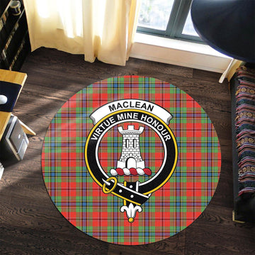 MacLean of Duart Modern Tartan Round Rug with Family Crest