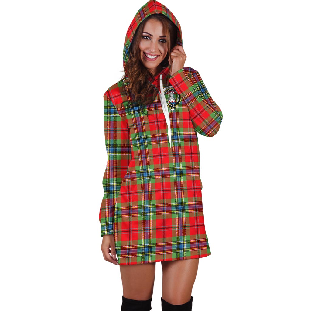 MacLean of Duart Modern Tartan Hoodie Dress with Family Crest - Tartan Vibes Clothing