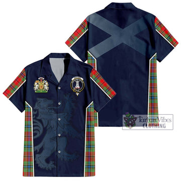 MacLean of Duart Modern Tartan Short Sleeve Button Shirt with Family Crest and Lion Rampant Vibes Sport Style