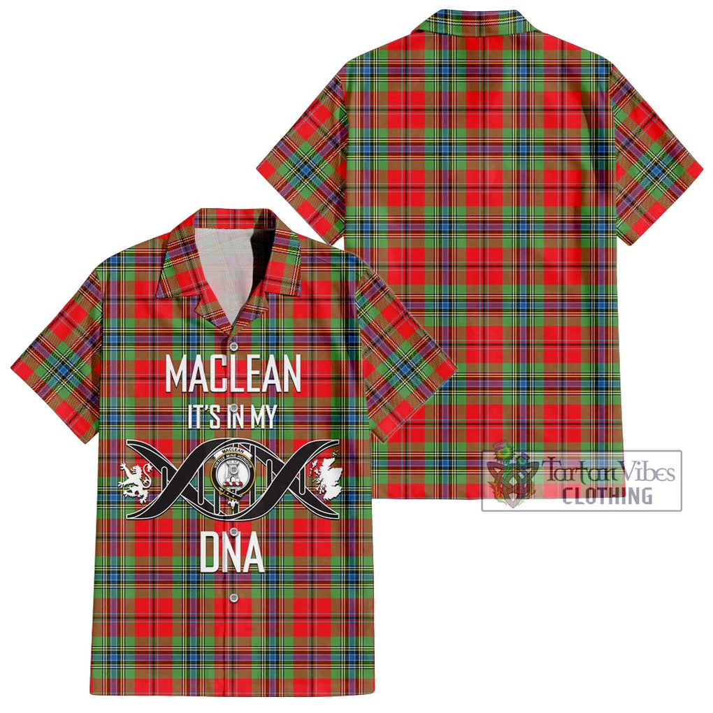 MacLean of Duart Modern Tartan Short Sleeve Button Shirt with Family Crest DNA In Me Style Kid - Tartanvibesclothing Shop