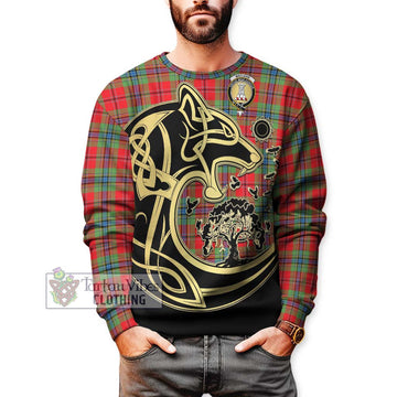 MacLean of Duart Modern Tartan Sweatshirt with Family Crest Celtic Wolf Style