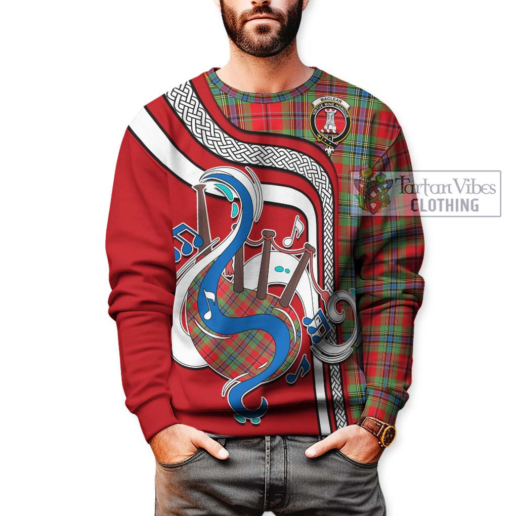 Tartan Vibes Clothing MacLean of Duart Modern Tartan Sweatshirt with Epic Bagpipe Style