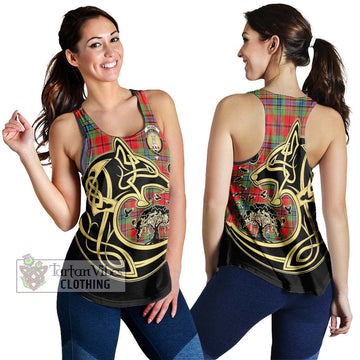 MacLean of Duart Modern Tartan Women's Racerback Tanks with Family Crest Celtic Wolf Style