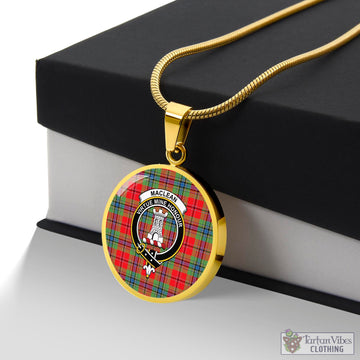 MacLean of Duart Modern Tartan Circle Necklace with Family Crest